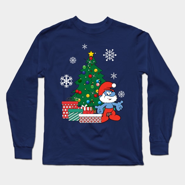 Papa Smurf Around The Christmas Tree Long Sleeve T-Shirt by Nova5